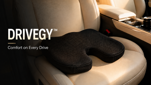Drivegy™ Ergonomic Memory Foam Seat Cushion | Car Seat Cushion for Long Drives