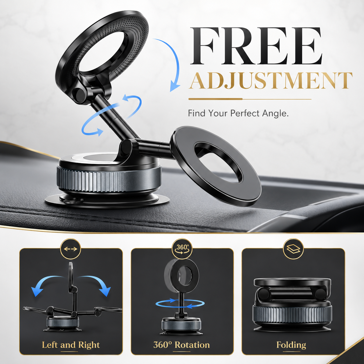 Drivegy™ Magnetic Vacuum Phone Mount – 360° Secure Car Hold