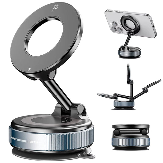 Drivegy™ Magnetic Vacuum Car Phone Mount – 360° Secure Hold