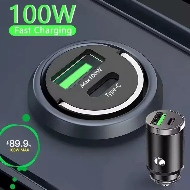 Drivegy™ 100W USB-C Fast Car Charger Compatible with iPhone and Android Devices