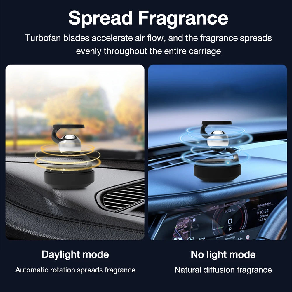 Drivegy™ OrbitSpin Solar Car Diffuser – Orbital Dashboard Freshener