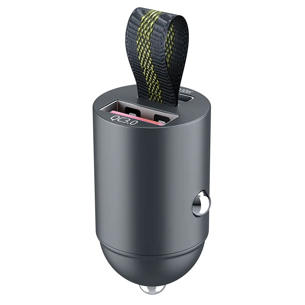 Drivegy™ Mini USB-C PD Car Charger + QC3.0 – Fast Charging (12V-24V)