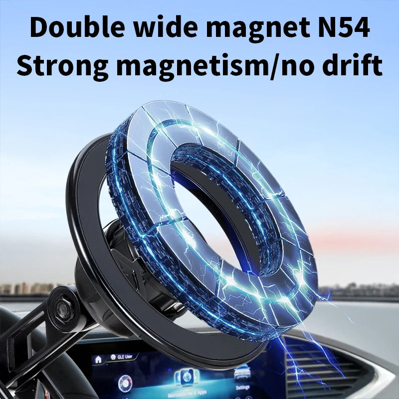 Drivegy™ Vacuum Magnetic Suction Cup Car Phone Mount, Foldable Adjustable Arm, 360° Rotating Holder for Dashboard/Windshield