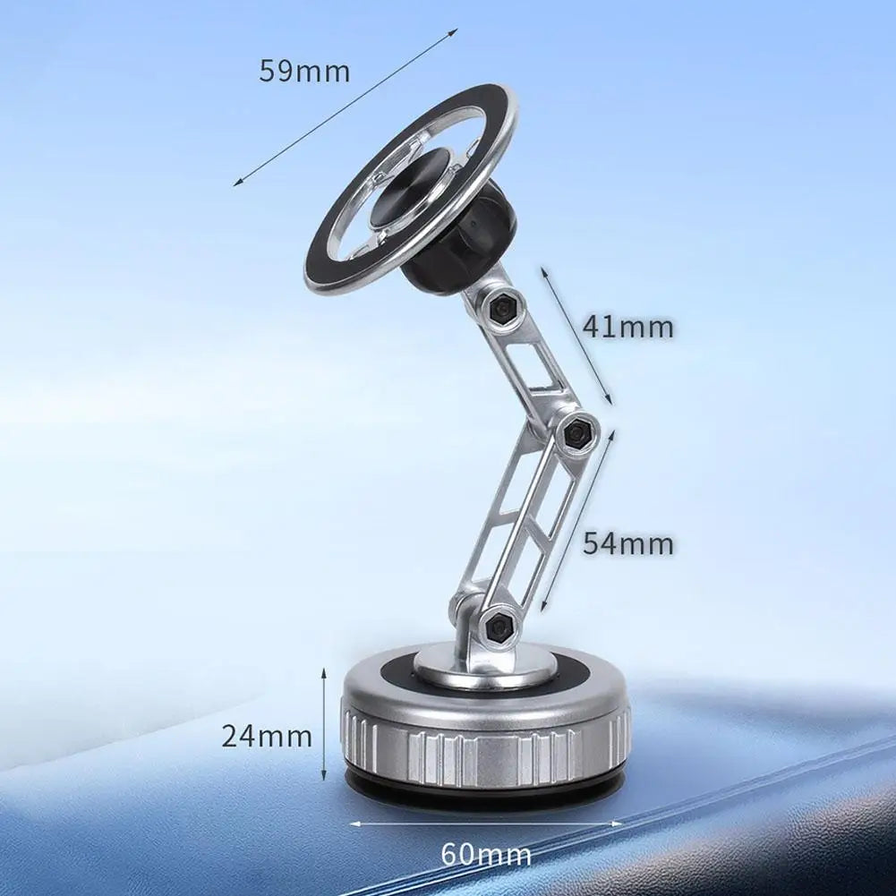 Drivegy™ Vacuum Magnetic Suction Cup Car Phone Mount, Foldable Adjustable Arm, 360° Rotating Holder for Dashboard/Windshield