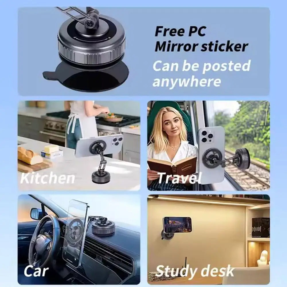 Drivegy™ Vacuum Magnetic Suction Cup Car Phone Mount, Foldable Adjustable Arm, 360° Rotating Holder for Dashboard/Windshield
