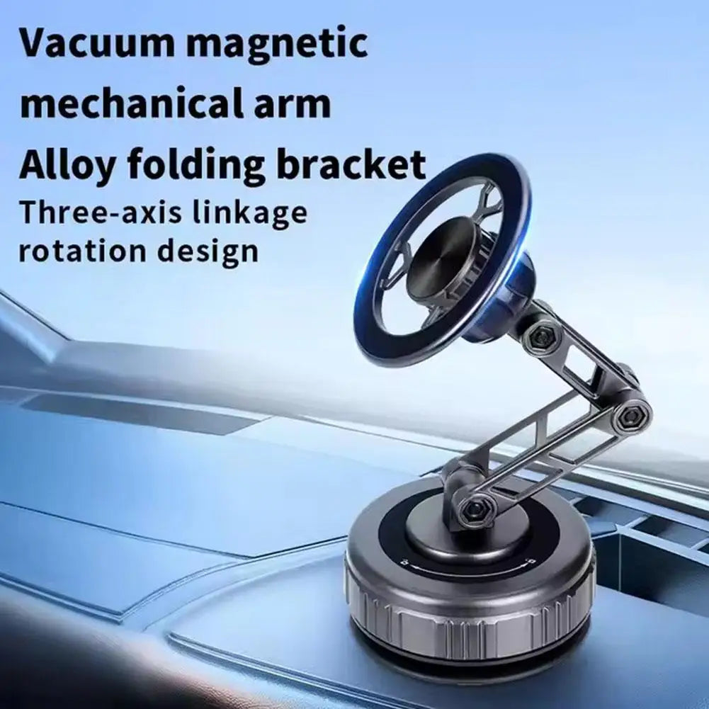 Drivegy™ Vacuum Magnetic Suction Cup Car Phone Mount, Foldable Adjustable Arm, 360° Rotating Holder for Dashboard/Windshield