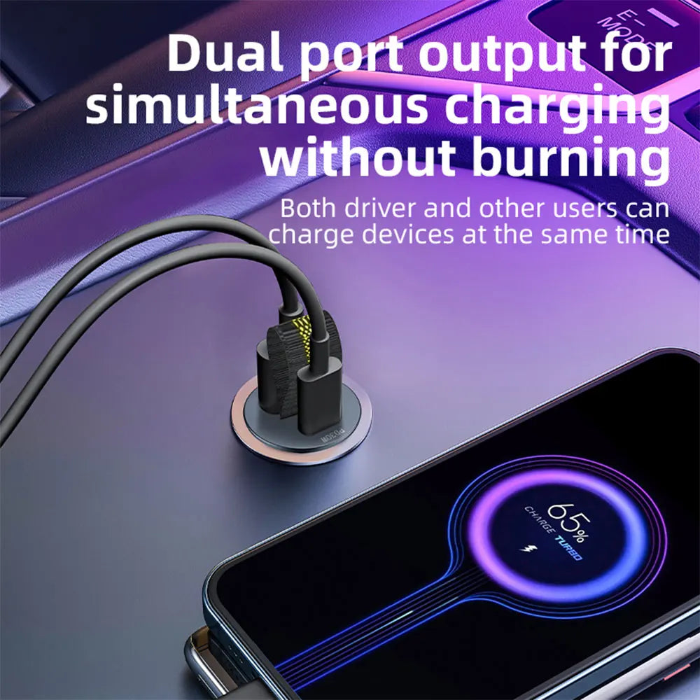 Drivegy™ Mini USB-C PD Car Charger + QC3.0 – Fast Charging (12V-24V)