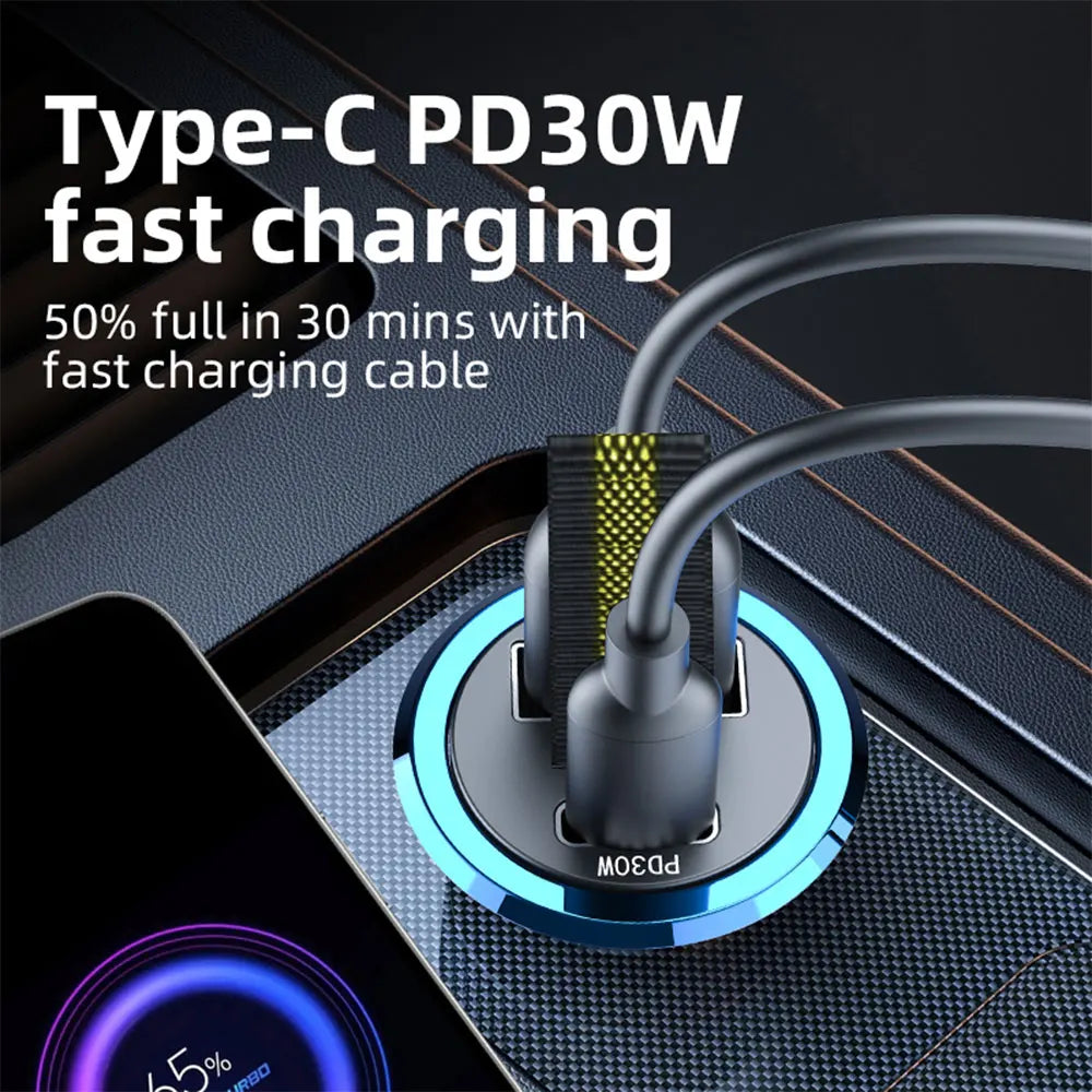 Drivegy™ Mini USB-C PD Car Charger + QC3.0 – Fast Charging (12V-24V)